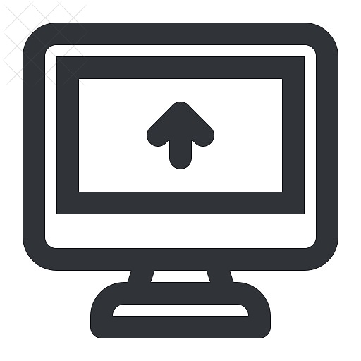 Arrow, computer, device, display, monitor icon.