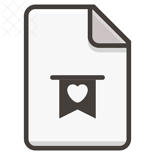 Document, bookmark, file, heart, popular icon.