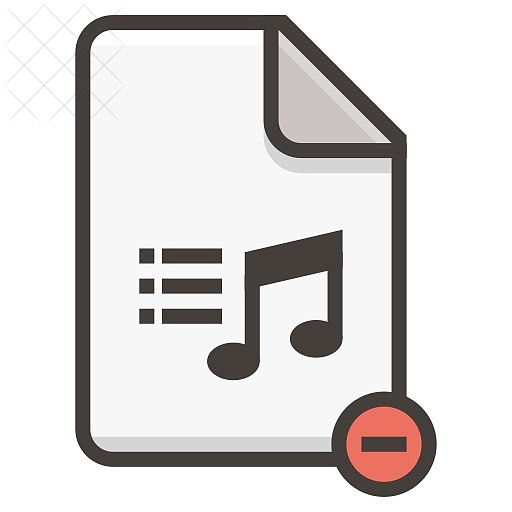 Document, audio, file, music, remove icon.