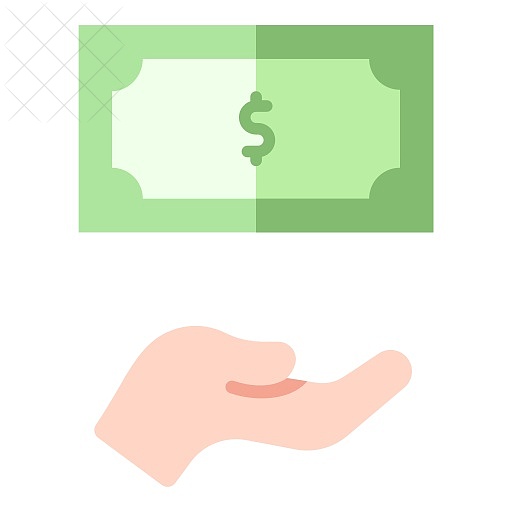 Coin, currency, donation, finance, hand icon.