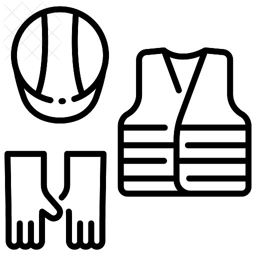 Clothing, equipment, glove, helmet, industry icon.