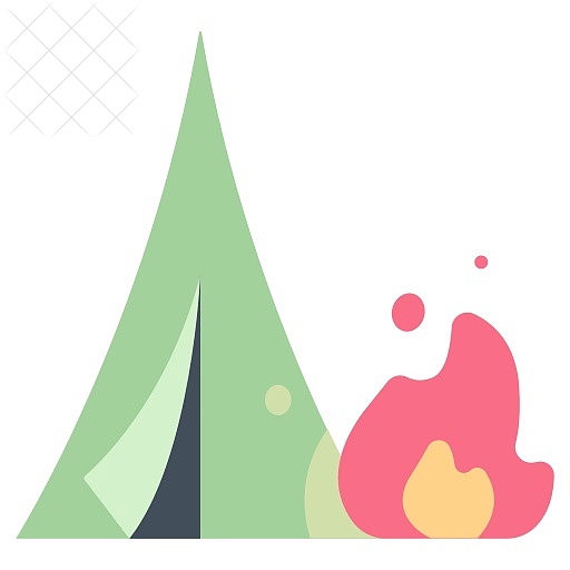 Adventure, camp, campfire, forest, hiking icon.