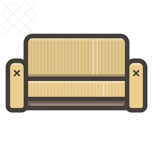 Sofa, yellow, couch, furniture icon.