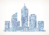 城市建筑商务和金融词汇云图片素材