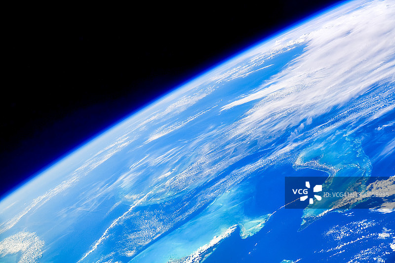 地球的细节从国际空间站看到，数字增强图片素材