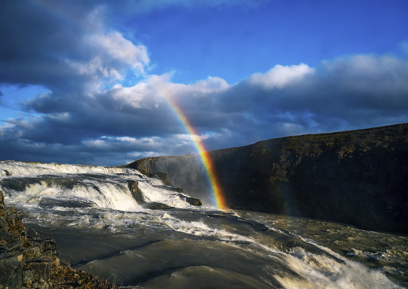 冰島黃金瀑布風光圖片素材