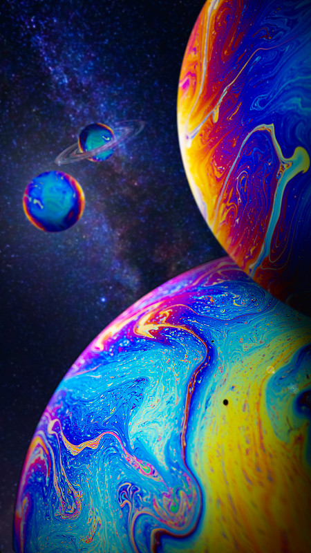 抽象的彩色行星在太空圖片素材