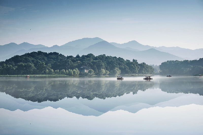 西湖水墨景觀，杭州，中國圖片素材