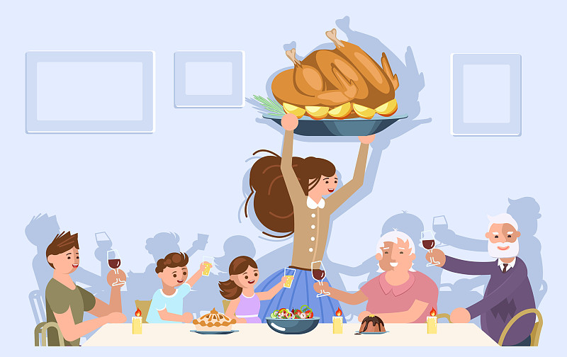 感恩節家庭晚餐圖片素材