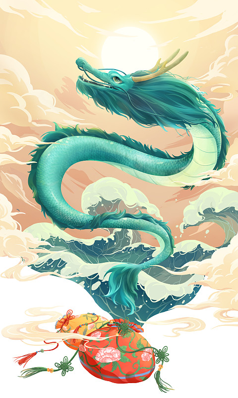 騰龍傳統節氣插畫海報圖片