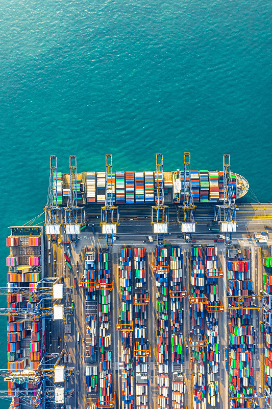 貨柜船在香港的進出口和商業物流圖片素材