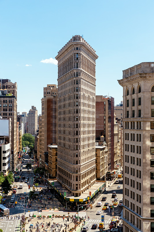 熨斗大廈和曼哈頓天際線的高角度視圖，紐約，美國圖片素材