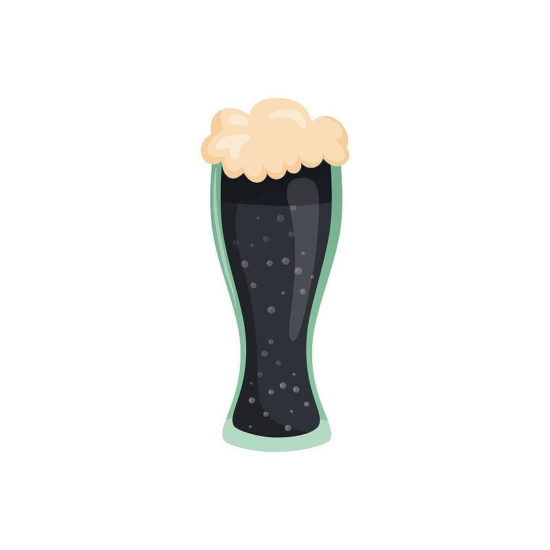 一杯新鮮的黑色泡沫啤酒- Vector插畫圖片