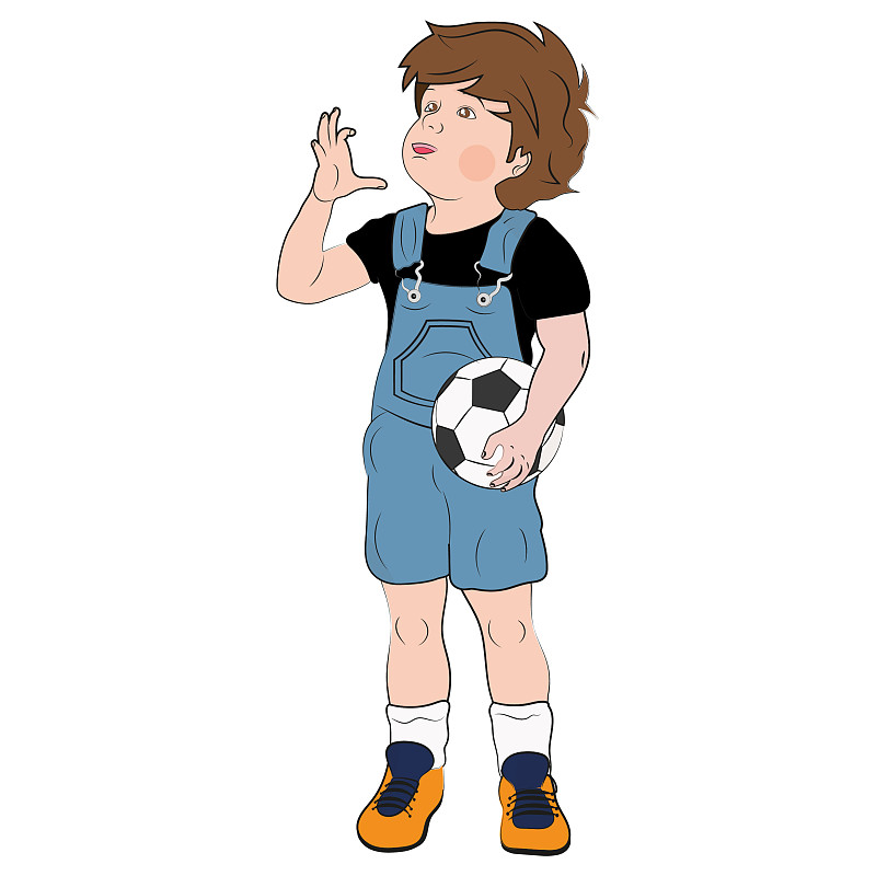 男孩正拿著一個球插畫圖片
