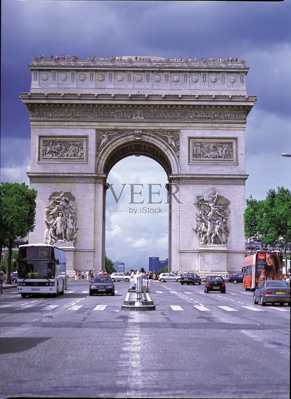 法国凯旋门巴黎国际著名景点汽车图片免费下载