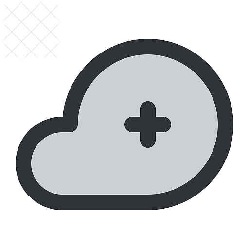 Weather, cloud, add, plus, storage icon.