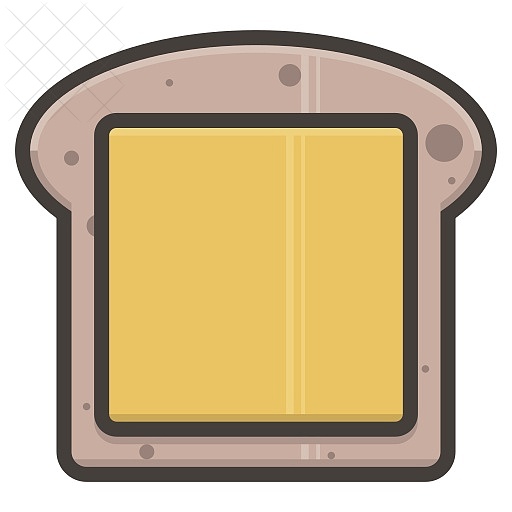 Bread, slice, cheese, sandwich, breakfast icon.