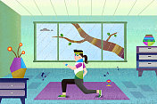 24节气与运动-春-雨水-瑜伽图片素材