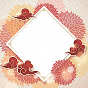 农历新年壁纸设计，祥云与菊花元素图片素材