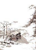 中国传统水墨插画二十四节气之大雪图片素材