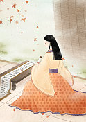中国风插画二十四节气-立秋图片素材