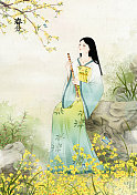 壁纸中国风插画二十四节气春分文字版本图片素材