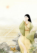 中国风插画二十四节气-芒种图片素材