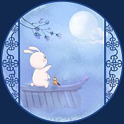 兔兔的月亮生活系列-邀月图片素材