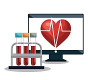 数字医疗保健心脏病学和试管设计图片素材