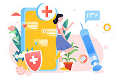 关爱女性疾病身体健康HPV疫苗九价预约接种医疗健康矢量插画图片素材