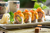 日本传统美食料理寿司特写图片素材