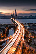 武汉二七大桥上的落日余晖图片素材