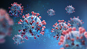 3D渲染写实风格微观视角新冠病毒变异毒株插图图片素材
