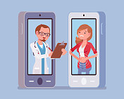 移动远程医疗智能手机应用和男医生图片素材
