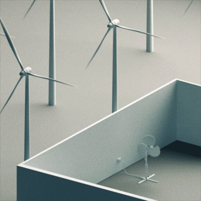 风扇驱动的风力涡轮机动画元素下载