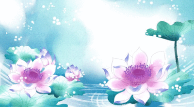 水彩风格植物花卉荷花插画动图元素下载