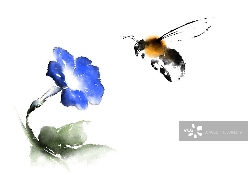 蜜蜂飞向花朵图片素材
