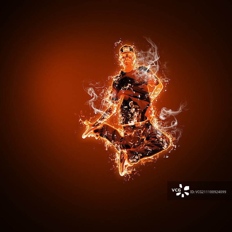 火焰和火焰舞者的黑色背景图片素材
