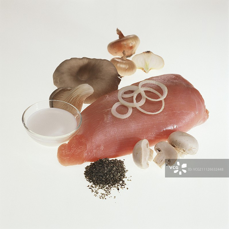 肉;蘑菇和洋葱图片素材