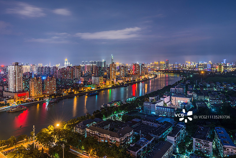 湖北省武汉汉口城市夜景图片素材