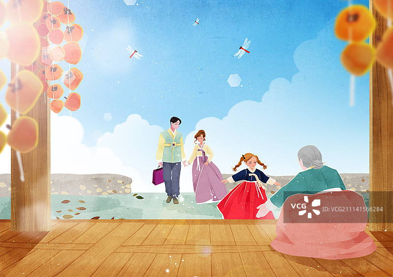 传统韩国节日插画图片素材