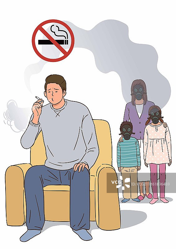 吸烟(吸烟问题)，吸烟(受试者)，烟草制品(人造物品)，吸烟问题(概念)，二手烟，呼吸器，父亲(父母)图片素材