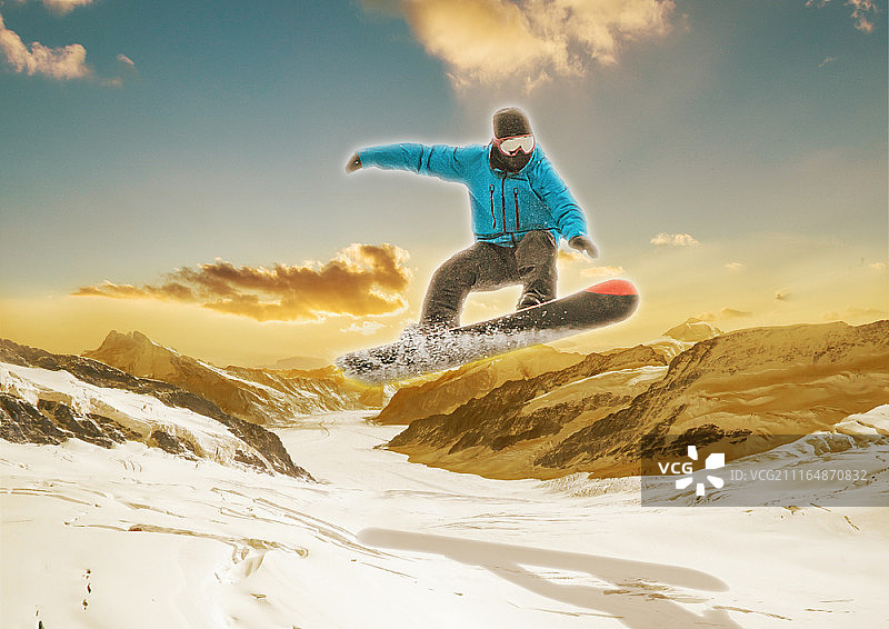 单板滑雪的合成图像图片素材