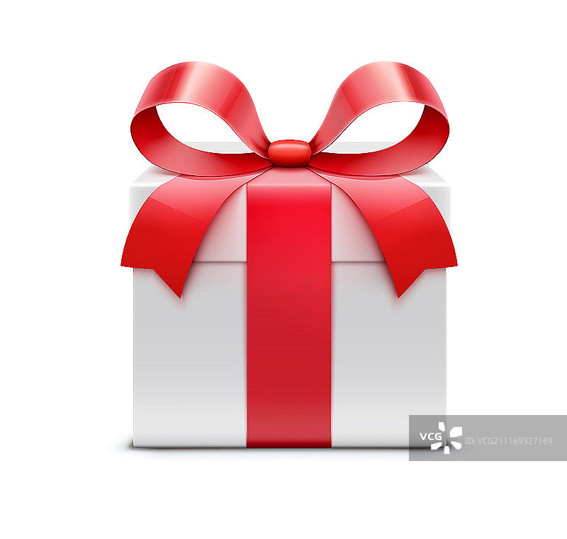 矢量插图的白色礼物盒与红色的弓图片素材