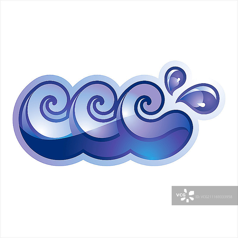 标志是三个带水滴的紫色和蓝色的波浪图片素材