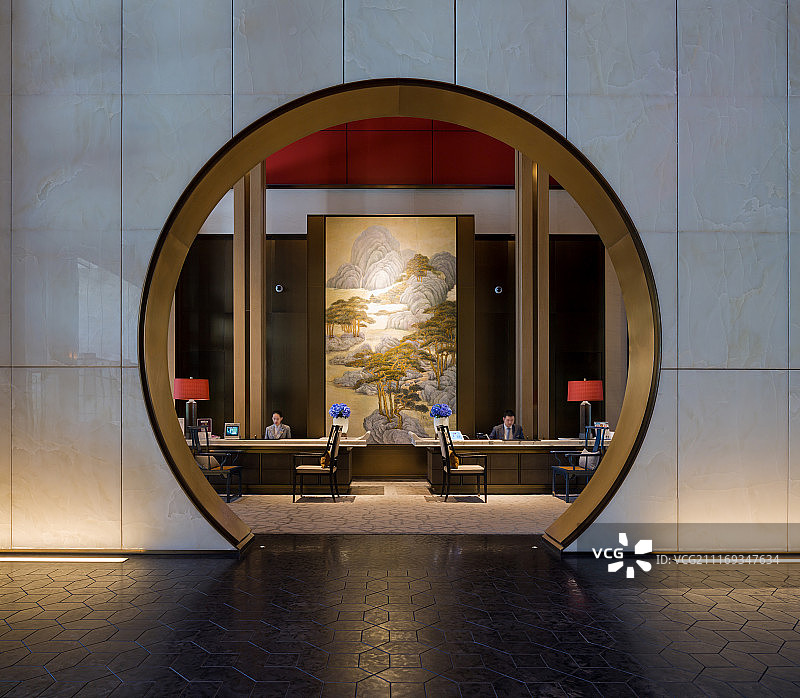 中式酒店的室内空间图片素材