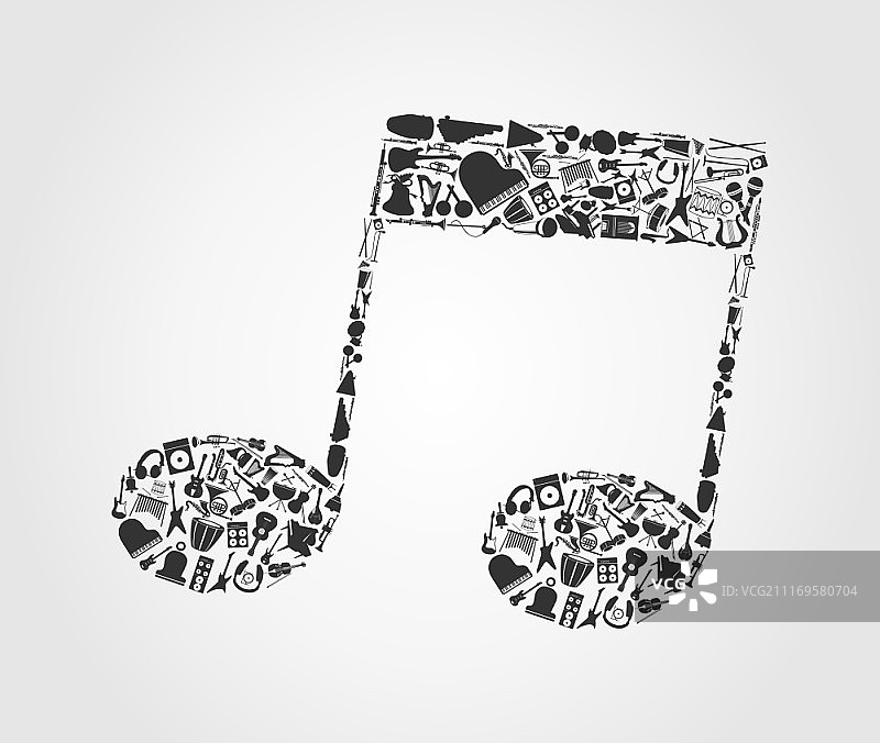 音乐note3。由乐器制成的音符一个矢量插图图片素材