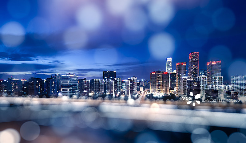 北京CBD摩天大楼光斑浪漫效果图片素材