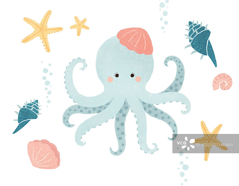 可爱章鱼插画图片素材