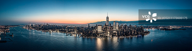 美国纽约城市天际线日出夜景全景图片素材
